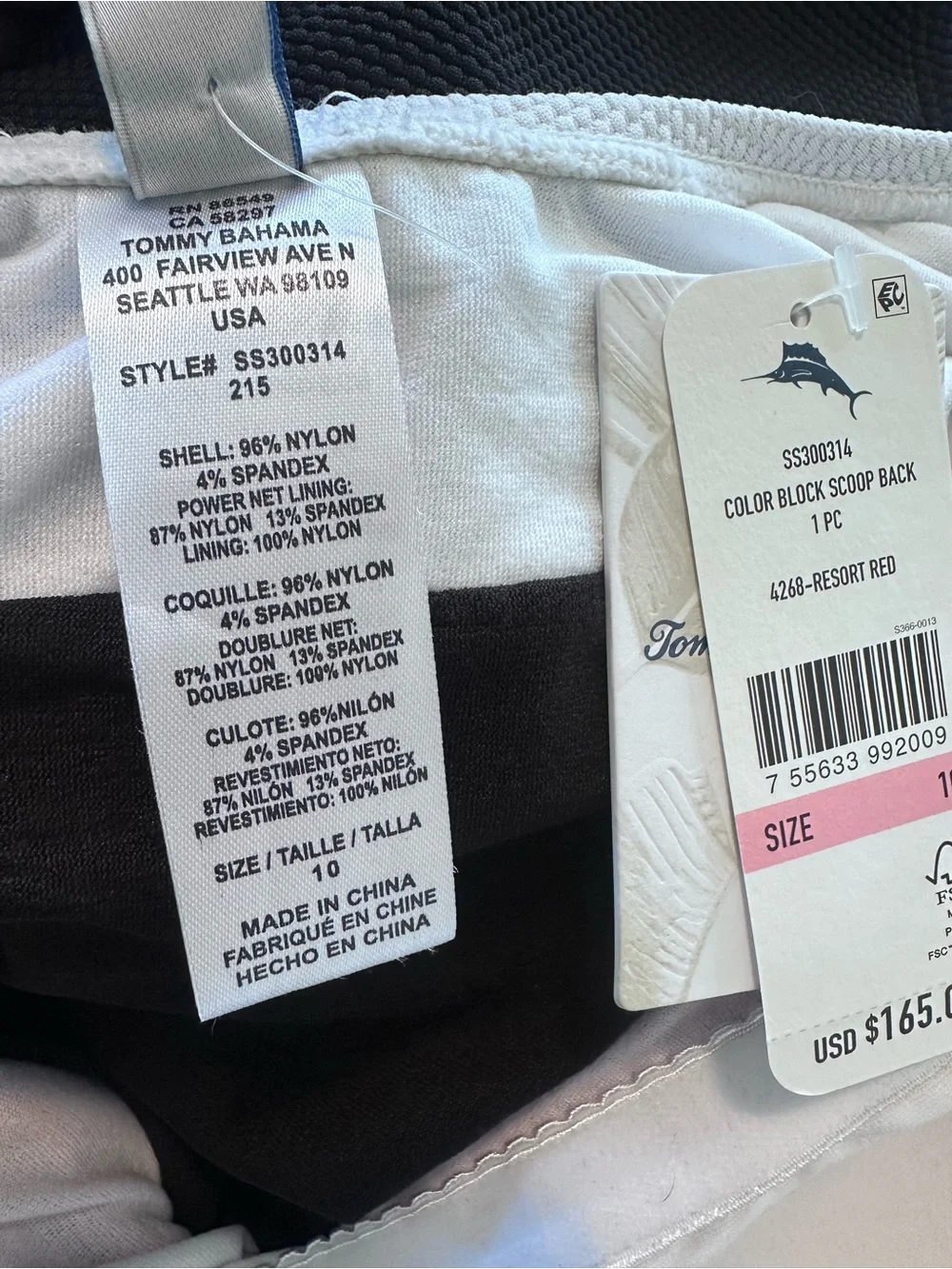 Tommy Bahama Red White and Black Wrap-Front One-Piece Swimsuit - Picture 5 of 9